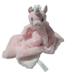 Trend Lab Shimmer Unicorn Lovey Security Blanket Pink White Baby Soother Toy
